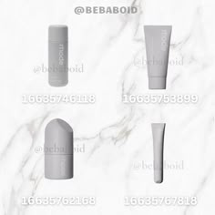 four different types of deodorant on a white marble background with the words bebaboid