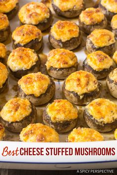 the best cheese stuffed mushrooms are ready to be cooked in the oven and served for dinner