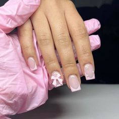 Nail Inspo Pink Short, Short Medium Nails, Simple Gel Nails, Girly Acrylic Nails, French Tip Acrylic Nails, Simple Acrylic Nails, French Acrylic Nails, Pretty Nail Designs, Short Square Acrylic Nails