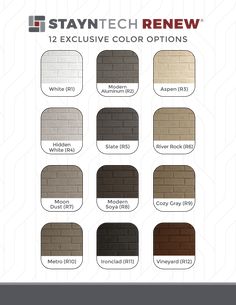 the different colors and sizes of bricks for exterior wall coverings, including brown, white,