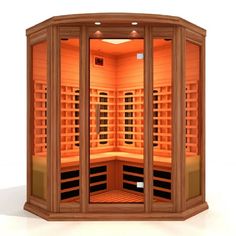 an indoor infrared sauna is shown in the middle of it's display area