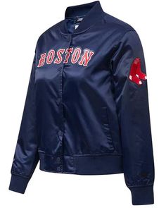 Product Specification: Material: Satin Internal: Viscos Inner Lining Collar: Shirt Style collar Front: Branded YKK Zipper Front Closure Sleeves: Long Sleeves Cuffs: Rib Knitted cuffs Pockets: Two inner and two side Pockets Color: Red and Navy Blue The post Navy Boston Red Sox Full-Snap Satin Jacket appeared first on Jackets Land.