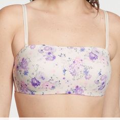 New Victoria Secrets Love Cloud Wireless Strapless Bra Size Large Victoria's Secret Feminine Purple Bra, Summer Purple Seamless Bra, Summer Seamless Purple Bra, Victoria's Secret Purple Bra For Spring, Wireless Strapless Bra, Floral Bra, Victoria Secrets, Secret Love, Strapless Bra