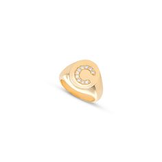 Description For the modern woman who wants something classic and luxurious all at once, we've got just the thing: our Initial Pinky Ring. Step up your ring game with this initial pinky ring. It's made of 14k solid gold and features a dazzling diamond initial, making it the perfect addition to your accessory collection. Whether you're dressing up for a night out or just going about your everyday routine, this ring will elevate your look with its timeless style. Delight in the details with our initial pinky ring. Product details Below are the details of our Initial Pinky Ring. Please reach out if you have any questions. Metal type: 14K solid gold (yellow gold, white gold, or rose gold) Gemstone: Pave diamonds Total carat weight: Approximately .10 carats. The total weight will depend on the l Luxury Gold Initial Ring With Single Diamond, Classic Diamond Initial Ring With Monogram, Classic Diamond Initial Ring For Everyday, Classic Diamond Monogram Initial Ring, Everyday 14k Gold Monogram Ring, Initials Diamond Ring, Initials Engraved Diamond Ring, Classic Diamond Monogram Rings, Classic Monogram Diamond Rings