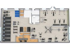 an overhead view of a gym floor plan