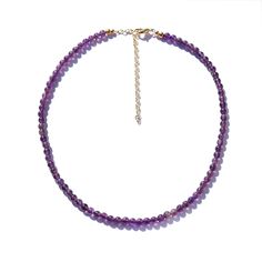 Amethyst Beaded Necklace Delicate Necklaces, Round Bead Necklace, Casual Necklaces, Purple Quartz, Gemstone Necklaces, Chain Extenders, Amethyst Jewelry, Amethyst Beads, Amethyst Necklace