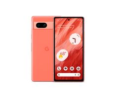 the new pixel smartphone is shown in an orange and pink color scheme, with two cameras on