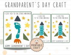 the printable card for grandparents's day craft is shown in three different colors