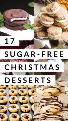 christmas desserts with text overlay that reads 17 sugar - free christmas desserts