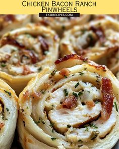 chicken bacon ranch pinwheels with text overlay