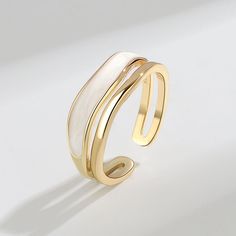 Style: Fashion OL Color: Yellow Gold Size: Adjustable Opening Fashion Element: Geometry Trendy Gold Open Enamel Ring, Trendy Gold Enamel Open Ring, Trendy Gold Open Ring, Trendy White Open Ring, White Minimalist Midi Rings, Trendy Adjustable White Rings, Trendy White Adjustable Rings, Minimalist White Metal Rings, Minimalist White Metal Ring