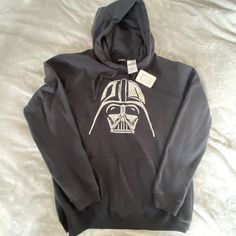 Star Wars Darth Vader Hoody New, Never Worn, No Tags Mens Size L Black Hoody Darth Vader On Front Black Hooded Top For Fan Apparel, Black Tops For Fan Merchandise In Winter, Black Hoodie With Star Print For Fall, Black Star Print Sweatshirt For Streetwear, Black Star Print Sweatshirt For Winter, Black Hoodie Sweatshirt With Star Print, Black Long Sleeve Sweatshirt With Star Print, Darth Vader Blanket, Star Wars Mens Hoodie