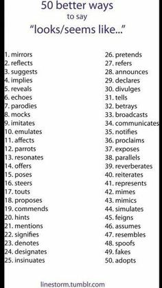 the 50 better ways to say looks / seems like