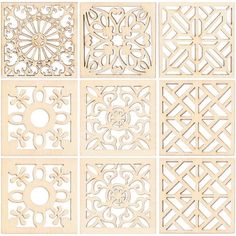 laser cutout designs for decorative wall art, including square and round shapes with flowers