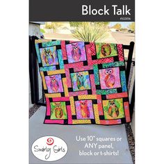 an owl quilt is featured in the book block talk