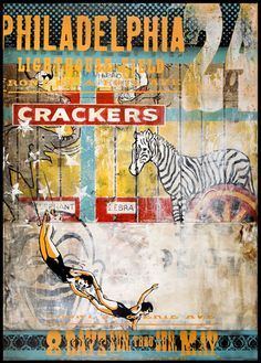 a collage of an animal, zebra and bird in the background with words that say crackers on it