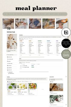 the meal planner is displayed on a tabletop, with an image of food items in it