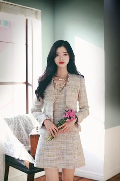 🌸밀크코코아🌸Milkcocoa🌸 Tweed Dress, Short Coat, How To Look Classy, Korean Fashion, Short Dresses, Long Sleeve Dress, How To Wear