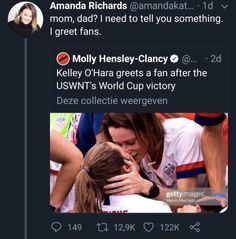 two women hugging each other on twitter