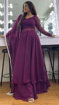 Long Frock Designs, Georgette Anarkali, Long Gown Design, Gaun Fashion, Long Dress Design, Fancy Dresses Long, Anarkali Gown