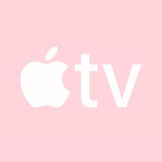 the apple tv logo is shown on a pale pink background with white letters in front of it