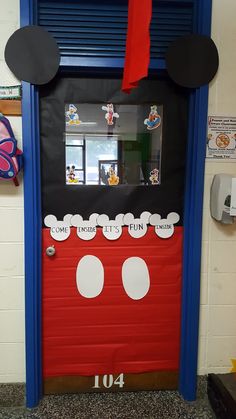 a door decorated to look like mickey mouse