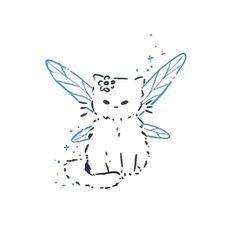 a drawing of a cat with wings on it's back