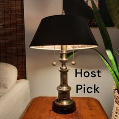 a lamp that is on top of a table