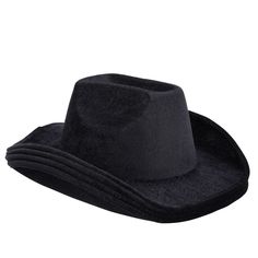 Get ready to ride off into the sunset in style with this 4-pack of black cowboy hats. Whether you're headed to a Halloween party, rodeo, festival, or performance, this hat will instantly elevate your country line dancer costume, western movie character outfit, or pioneer settler wardrobe, and show off your western flair. The felt white men's or women's cowboy hat with feathers is explicitly designed for adults and is perfect for line dancing, bull riding, or running errands around town for that Western Black Costume Hats And Headpieces For Party, Adjustable Black Mini Hats For Western-themed Events, Black Brimmed Mini Hats For Rodeo, Western Black Costume Hat For Rodeo, Western Black Costume Hats And Headpieces For Rodeo, Brimmed Black Costume Hat For Western-themed Events, Black Felt Cap For Country Events, Black Flat Brim Costume Hats For Western-themed Events, Black Brimmed Costume Hat For Country Events