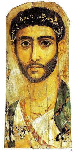 an ancient painting of a man with a beard