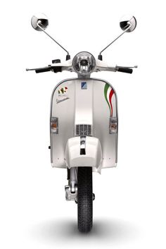 a white scooter with the italian flag on it