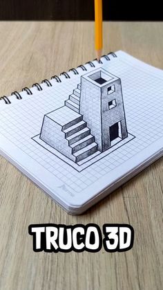 a notebook with an image of a stair case and pencil on the cover that says, truco 3d