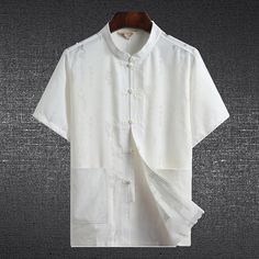 Season:Summer; Fabric:Linen; Sleeve Length:Short Sleeve; Look After Me:Washable,Wet and Dry Cleaning; Gender:Men's; Style:Casual,Chinese Style,Fashion,Comfortable,Chinese Traditional; Tops Type:Cotton Shirt,Chinese Shirt,Linen Shirt,Casual Shirt,Shirt; Occasion:Daily Wear,Vacation,Street,Holiday; Pattern:Chinese character; Design:Embroidery,Button-Down; Neckline:Mandarin Collar; Listing Date:07/02/2024; Bust:; Length:; Shoulder Width:; Sleeve: Traditional Tops, Chinese Shirt, Holiday Clothing, Shirt Linen, Summer Street, Fashion Comfortable, Design Embroidery, Chinese Characters, Chinese Traditional