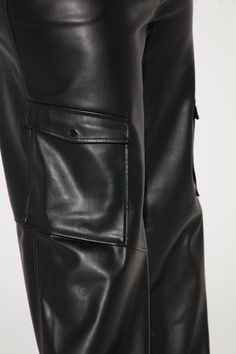 Available In Black. Straight Leg Pant 4 Pocket Non-Stretch Faux Leather Fabric Exposed Front Zipper Functional Side Cargo Pockets 90% Polyurethane 10% Polyester Imported | Studio City Straight Leg Faux Leather Pant in Black size 2X by Fashion Nova Waistband Design, Search By Photo, Straight Leg Pant, Leather Pant, Sweater Jumpsuit, Faux Leather Fabric, Studio City, Cargo Pant, Faux Leather Pants