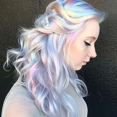 Opal Best Hair Color For Thinning Hair Ideas, Opal Hair Blonde, Opalescent Hair, Pearl Hair Color, Opal Hair Color, Pastel Hair Dye, Pastel Color Hair, Long Hair Color Ideas, Pastel Hair Colors