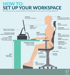 an office chair with the words how to set up your workspace