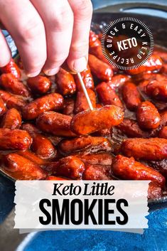 keto little smokies being cooked in a skillet