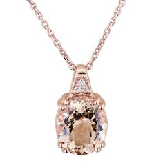 Everything’s coming up roses with this spectacular pendant featuring a rosy morganite set in rose gold. Diamond accents add an extra sparkle making this a truly eye-catching piece. Metal: 14K Rose Gold Gemstones: 11x9 mm Morganite, 3 ct.; .025 mm Diamond, .03 ct. Length= .61"; Width= .33"; Height=.23" Luxury Rose Gold Jewelry With Diamond Hour Markers, Luxury Rose Gold Diamond-cut Diamond Necklace, Geometric Bracelet, Coming Up Roses, Rose Gold Pendant, Silver Earrings Dangle, White Topaz, Morganite, Flower Earrings