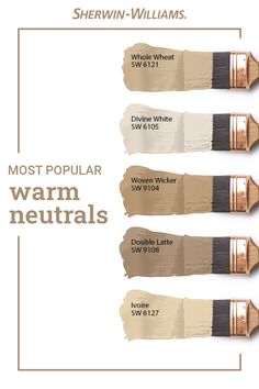 the most popular warm neutrals from sherylin - williams, which are available in different colors