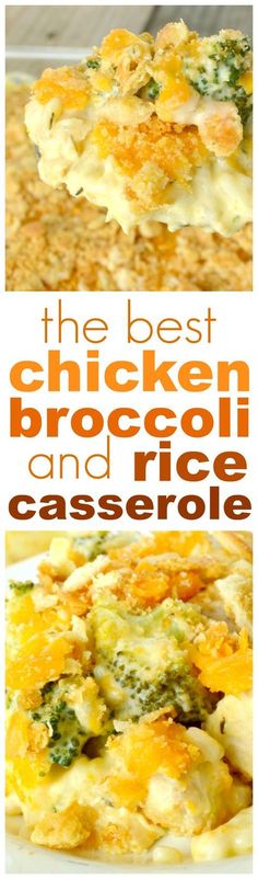 the best chicken broccoli and rice casserole is shown in this collage