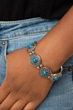 Paparazzi Accessories-Flirty Finery - Blue Bracelet Blue Metal Bracelets For Festivals, Casual Blue Metal Bracelets, Casual Blue Jewelry For Festivals, Squirrel Jewelry, Fringe Bracelet, Paparazzi Accessories Jewelry, Silver Frames, Jewelry Fashion Trends, Paparazzi Accessories