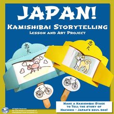 the book cover for japanese story telling lesson and art project with pictures of animals on popsicles