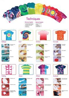 an advertisement for tie - dyed clothing with pictures of different colors and designs on it