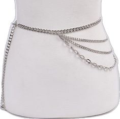 Silver Double Chain Metal Belt, Silver Metal Double Chain Belt, Silver Metal Chain Link Waist Chain, Metal Silver Chain Link Waist Chain, Silver Adjustable Chain Link Waist Chain, Trendy Silver Body Chain With Chain Strap, Adjustable Chain Link Waist Chain With Chain Strap, Chain Belt, Claw Clip