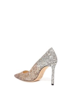 Jimmy Choo Jimmy Choo Romy Décolleté - Gold - 11181634 | italist Glamorous Pointed Toe Shimmer Heels, Glamorous Champagne Heels With Glitter Accents, Sequin Pointed Toe Heels For Gala, Glamorous Sparkling Champagne Heels, Glitter Pointed Toe Heels For Gala, Pointed Toe Heels With Sequins For Events, Glamorous Sequins Heels, Champagne Glitter Heels For Gala, Elegant Party Heels With Glitter Print