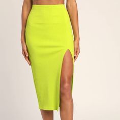 Nwt - Tried On But Didn’t Fit Too Late To Return, So Selling Here Yellow Casual Skirt For Night Out, Casual Yellow Skirt For Night Out, Lulu Skirt, Green Midi Skirt, Cell Phone Holster, Phone Holster, Walker Boots, Fit N Flare Dress, Women Skirts Midi