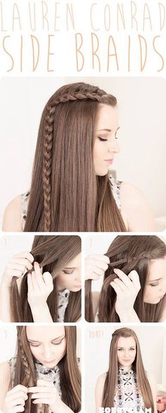 Side braids! Very Easy Hairstyles, Side Braids, Easy Hairdos, Hair Tutorials Easy, Prom Ideas, Short Hairstyles