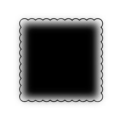 a black square with scalloped edges on a white background