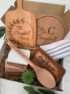 personalized wooden spoons in a gift box