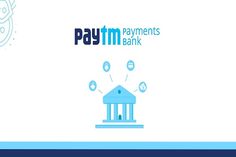 the paytm logo is shown above a building with money icons coming out of it